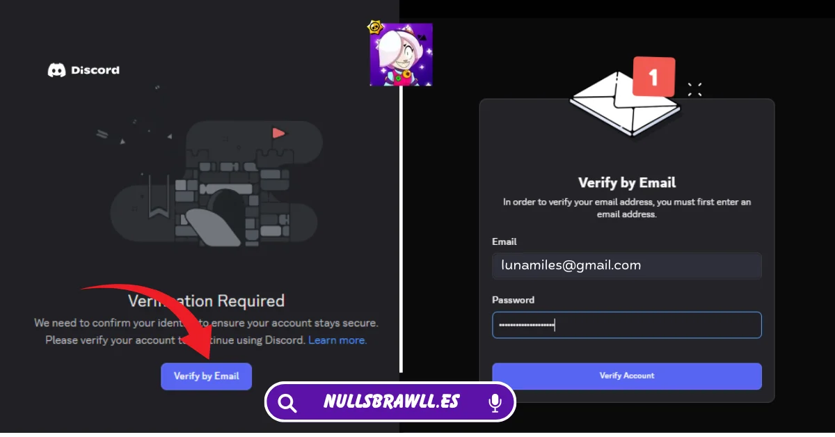 Enlace de invitación al servidor Nulls Brawl Discord 3 Verificación de la dirección de correo electrónico